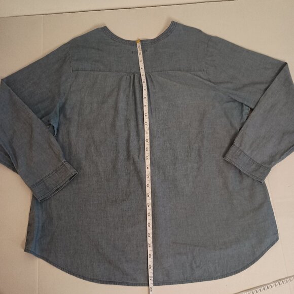 Old Navy Women’s Blue Cotton Pullover Buttoned Front V-Neck Top Size XXL - Picture 12 of 15